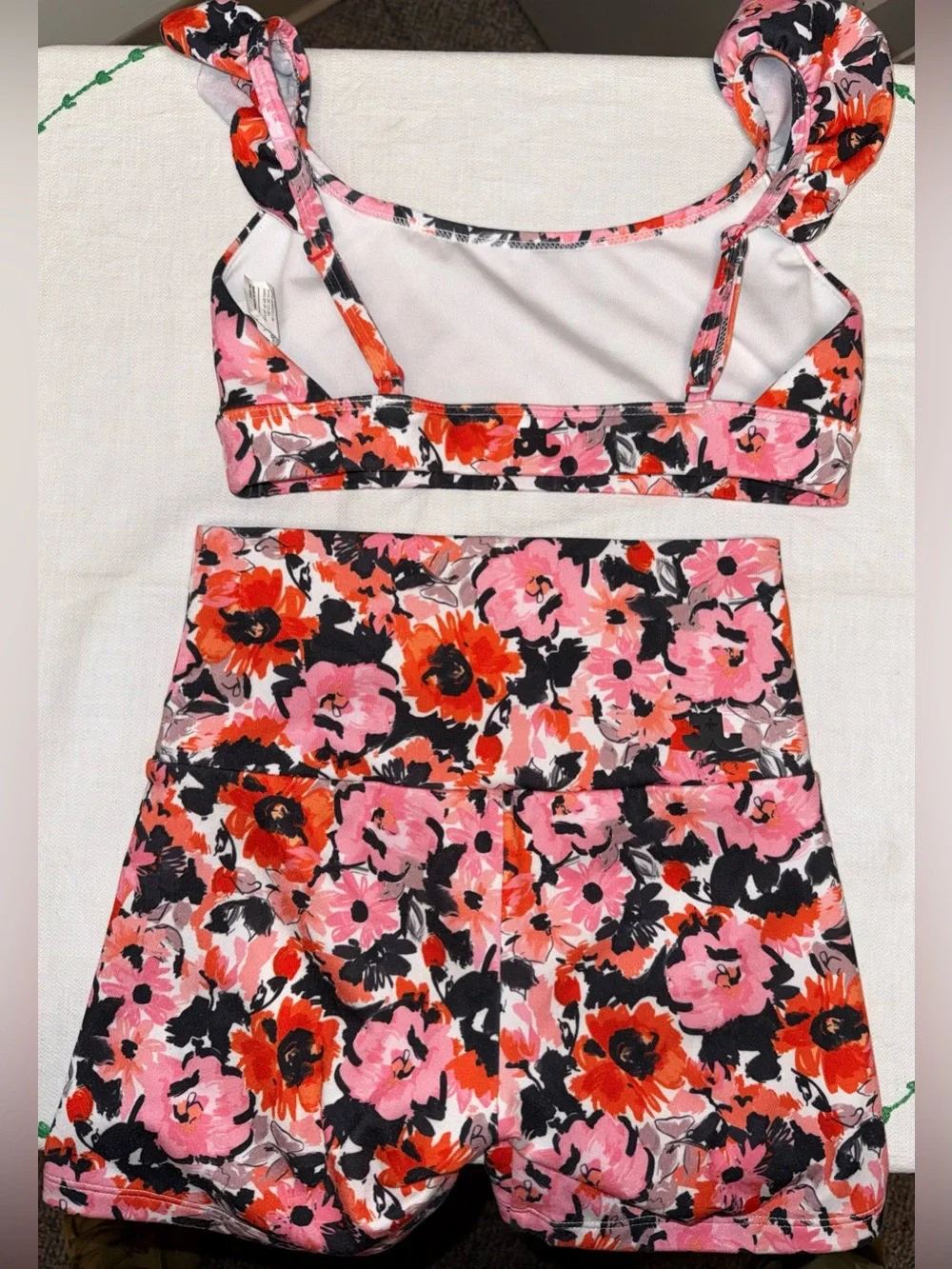Jo & Jax Dance Set Pink & Red Floral Two-Piece Size Youth Large (12)